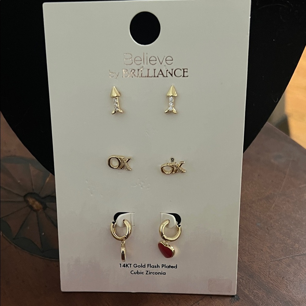 BELIEVE BY BRILIANCE 14kt GOLD PLATED CUBIC ZIRCONIA GUFT SET